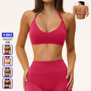 exclusive yoga intimates halter quick-drying fitness back bra elastic band chest pad sports intimates for women 2557