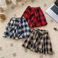 K-style plaid skirt for women  spring and summer high waist a-line skirt with straps asymmetricaleasiest for match layered short skirt