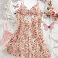 Sexylingeriefashiontie backsexypure desire floral sweet girl sweet see-through mesh embroider suspender jumpsuit