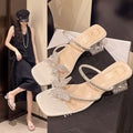 Women's summer rhinestone bottom non-thick heel skirt outwear with butterfly fairy tired feet sandals wind soft clip toe beach shoes