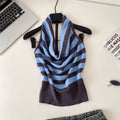 Pure desire style halter stripes tank top women's silmslimming lookeasiest for match sleeveless topssummer work clothing styleclassy suspender