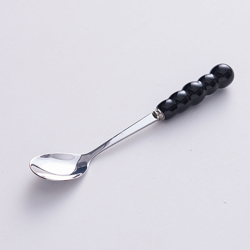 Luxury pearl fruit picks ceramic storage jar creative fork spoon home stainless steel fruit fork set wholesale