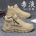 2025 spring new trendy men's anti-slip workwear versatile high-top zip-on slip-on chunky sole casual shoes