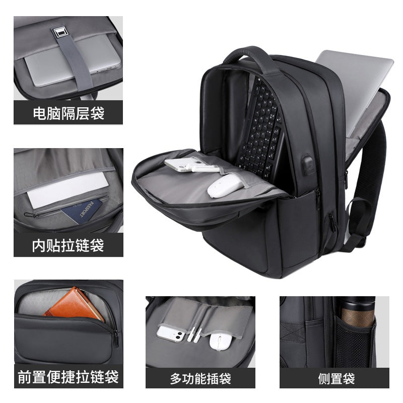 Cross-border men's fashion backpack casual women's backpack high-end commuting waterproof computer bag travel lightweight schoolbag