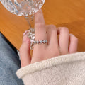 Flower ring female ins trendy fashion stylishaccessible luxuryniche style exquisite design open index finger cold style hand jewelry