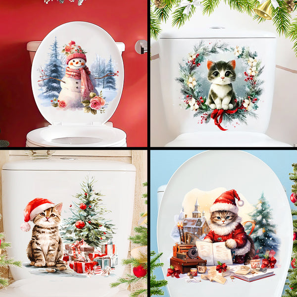 Cross-border  new Christmas theme wall sticker snowman kitten self-adhesive sticker for home decoration stickers