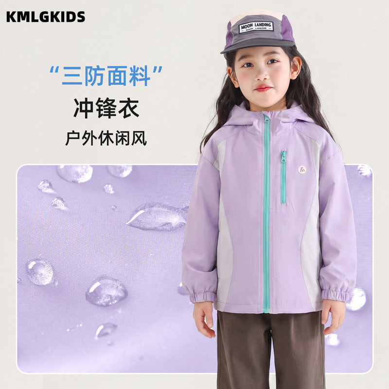 Factory direct girls' outdoor multi-color windbreaker - new autumn collection, wholesale hooded jackets for toddlers and young children