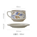 Vintage rustic pottery coffee cup and saucer set - hand-painted underglaze ceramic coffee cup - premium drinking cup - birthday & housewarming gift