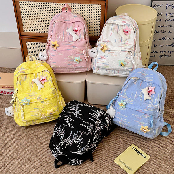 Korean version fresh and sweet campus schoolbag junior high school college student backpack ins style fashion embroidery thread computer backpack
