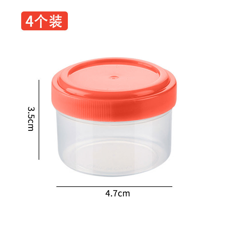 Four-piece seasoning set: transparent sauce dispenser bottles for outdoor bbq, kitchen spice jars, and condiment containers