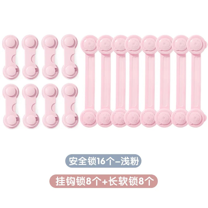 Wholesale double-lock child safety drawer locks - anti-pinch hand protection strips for baby safety - childproof door lock buckles & hook locks