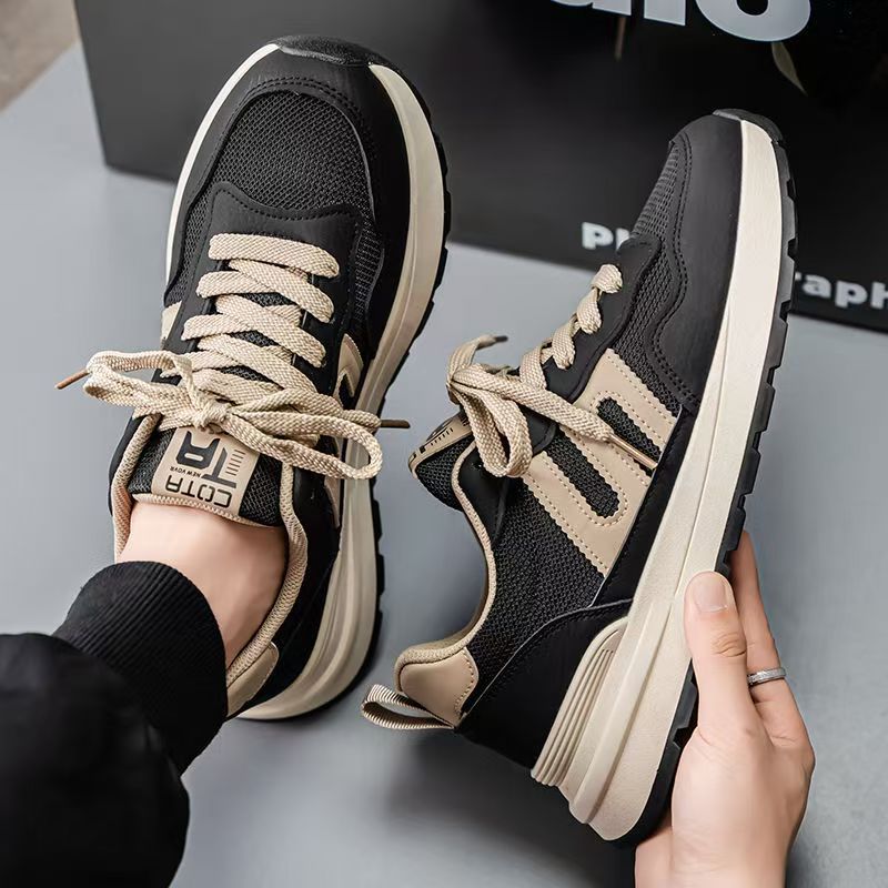 Men's shoes 2025 new winter mesh breathable versatile casual sneakers men's running chunky sole student dad shoes