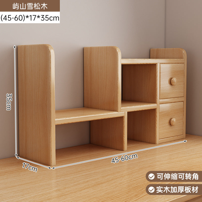 Solid wood core desktop bookshelf dormitory desktop storage office station storage simple corner multi-layer telescopic bookcase