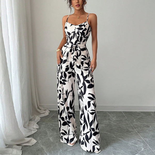 zebra pattern suspender jumpsuit women's clothing 2025 summer European and American sexy jumpsuit women