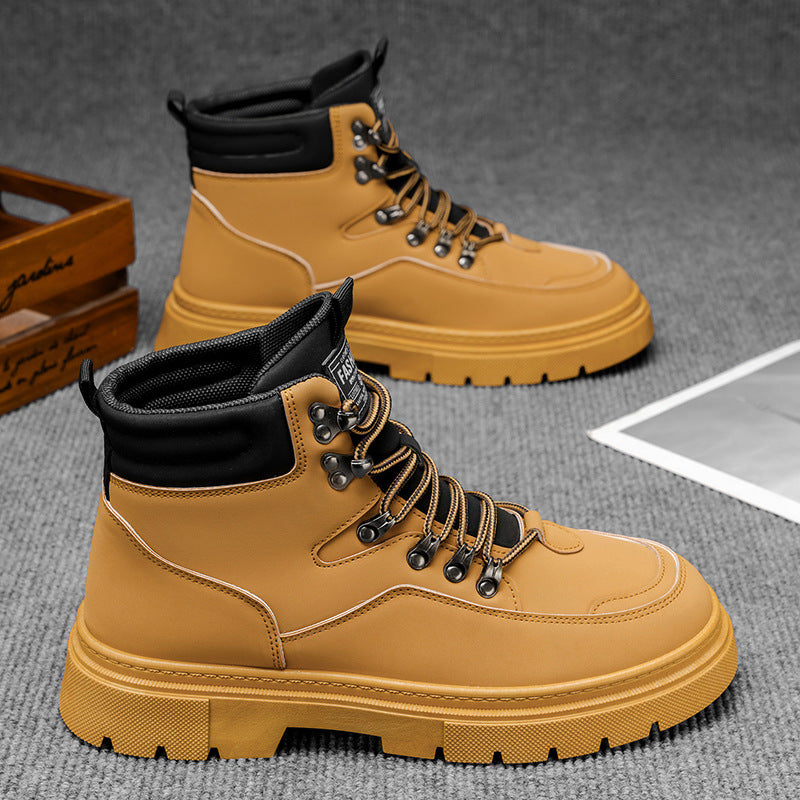 Men's martin boots: new 2025 spring collection - workwear high-top motorcycle boots, british style, waterproof, slip-resistant, soft leather men's shoes