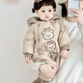 Autumn winter baby fleece-lined hoodie hooded hoodie baby onesie k-style winter clothing heattech clothes outing hoodie