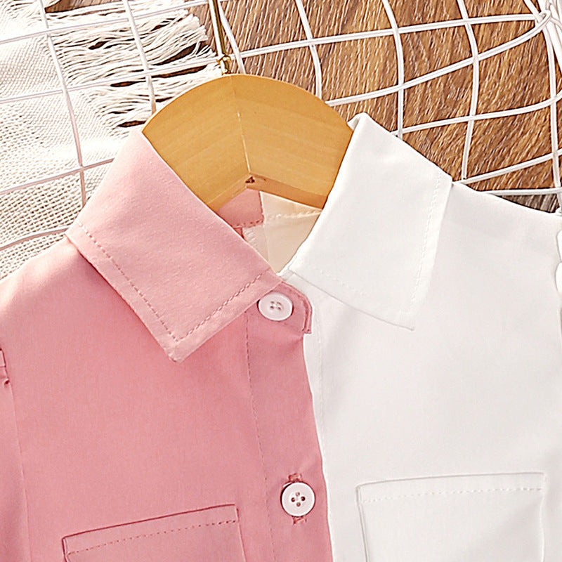 Girls' dress: cross-border bestseller,  summer european & american new fashion color block short sleeve toddler shirt dress