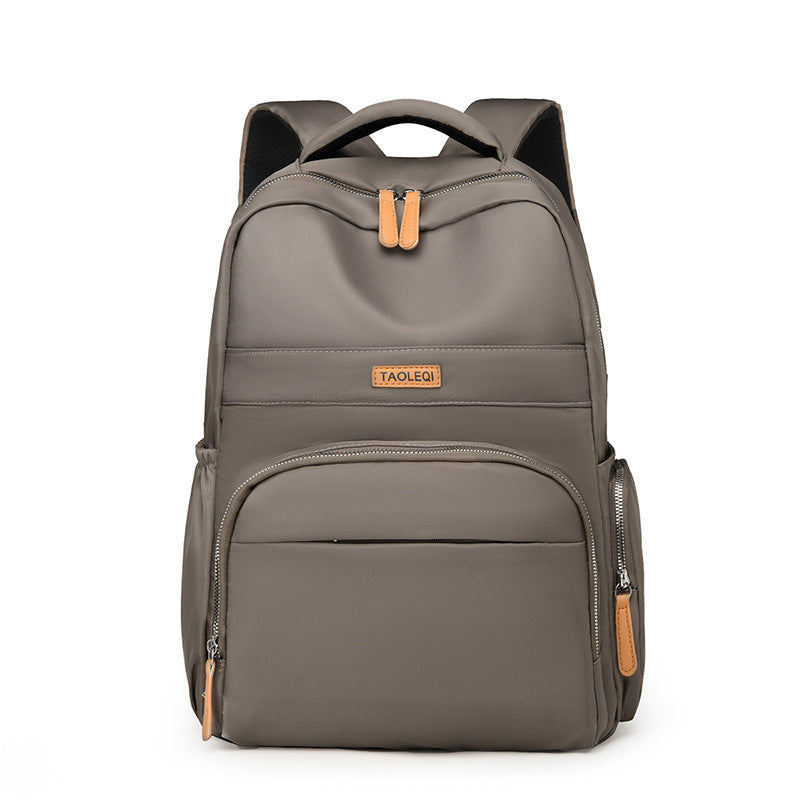 New commuter backpack women's large-capacity women's backpack fashionable anti-splashing nylon bag solid color student schoolbag