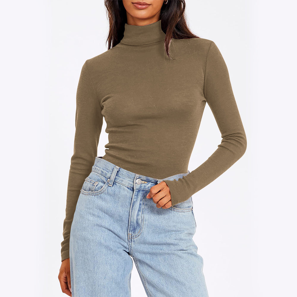 cross-border  spring new arrival: women's semi-high neck slim-fit versatile base layer top