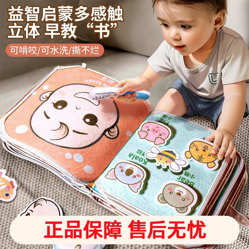 Tearable books for babies - durable, chewable cloth books with velcro - quiet, hand-tearable books - early education toys - washable