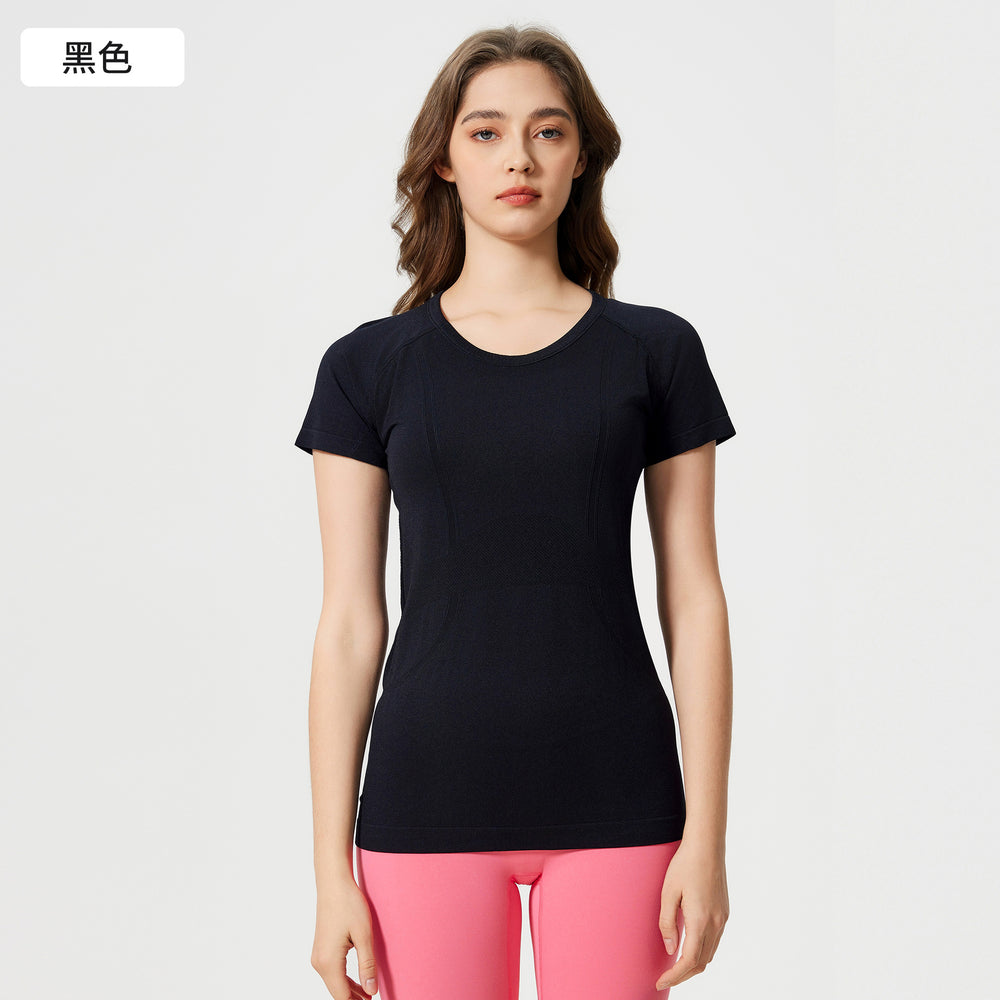 Spring/summer new women's short-sleeve crew neck sports t-shirt - running, fitness, slim-fit, breathable yoga top - s2067