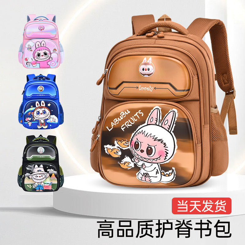 Labubu children's schoolbag new girls primary school students 2345th grade cartoon animation burden reduction ridge backpack