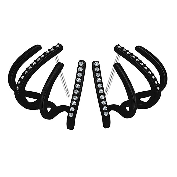 , luxurious fashion casual exquisite small ear winding cuffs four claw zircon earrings cold style diamond earrings