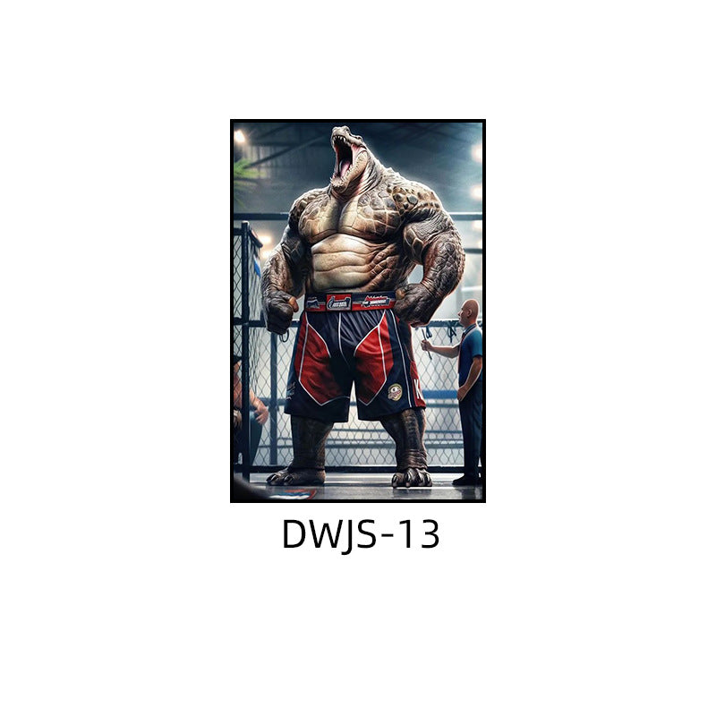 Gym decorative painting industrial style boxing hall hanging painting taekwondo martial arts hall fighting creative animal cartoon mural