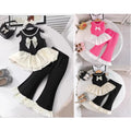 girls' chanel-inspired outfit: sleeveless bow-topped top + ruffle flare pants two-piece set (summer)