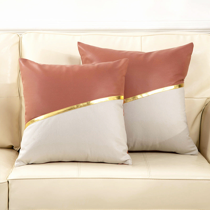 Modern casual sofa pillow no-wash technology cloth cushion pu inset cushion american patchwork pillow cover with core