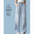 Girls' ice silk denim pants - new  summer collection: loose fit, wide leg, straight leg, lightweight casual pants for kids