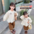 Girls' spring long-sleeve new style fashionable children's clothes baby doll shirt trendy kids' wear turn-down collar for girls