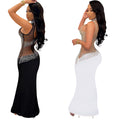 C7018 cross-border   independent station fashion women's hot diamond mesh sleeveless dress new