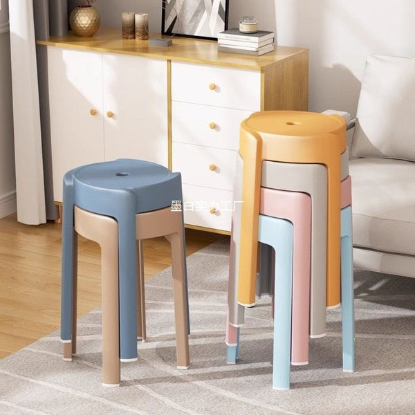 Plastic stool can be stacked household dining chair thickened round plastic stool modern simple dining table chair whirlwind stool Internet celebrity chair