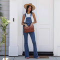 Fashion hot-selling jumpsuit new arrival loose-leg suspender bell-bottom pants silmslimming look women's denim overalls