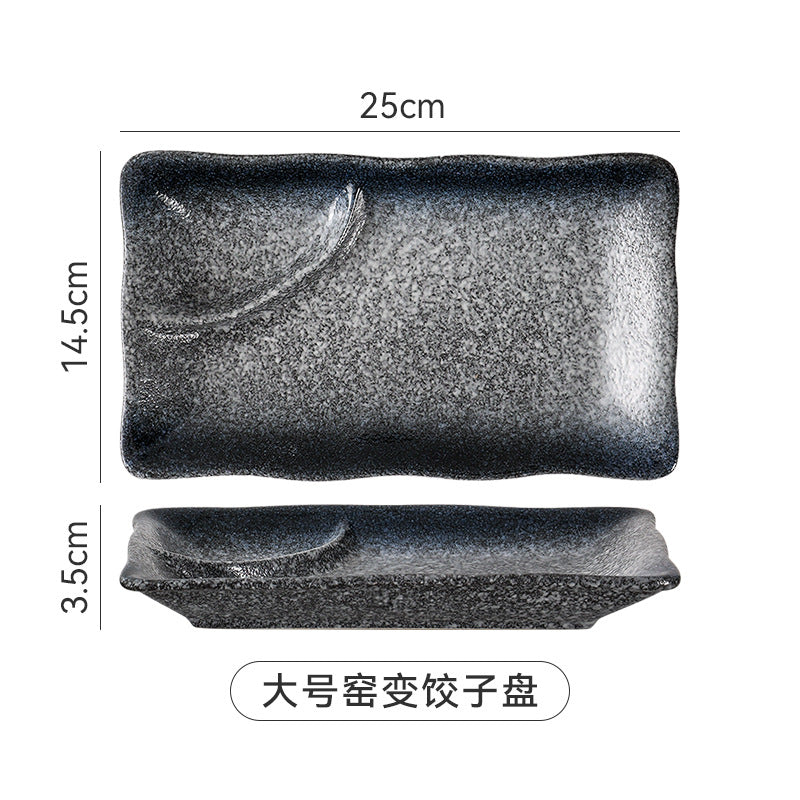 Sushi plate rectangular flat plate japanese ceramic tableware for homedumpling plate compartment plate creative western food plate dessert plate