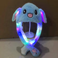 Matching family plush hat - cartoon rabbit with moving ears & airbag pressing - glow-in-the-dark night market trending style