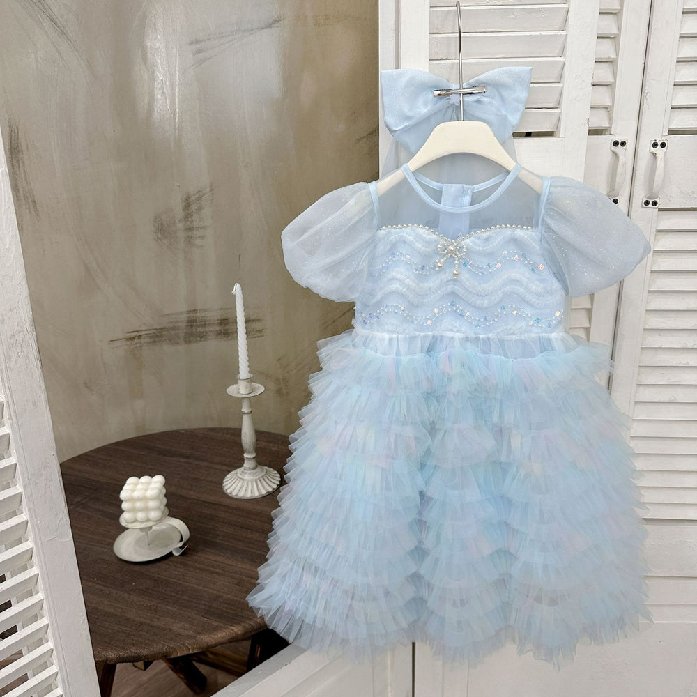 Girls' princess dress - new summer  collection: stylish pearl cake dress for baby girls, perfect birthday gown, toddler dress