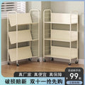 Living room bookshelf floor storage rack - mobile with wheels, home simple cart, snack storage bookshelf, invisible bookshelf