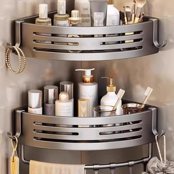 Toilet Bathroom Triangle Shelf No Punching Space Aluminum Toilet Shower Room Wall Mounted Corner Rack Storage Rack