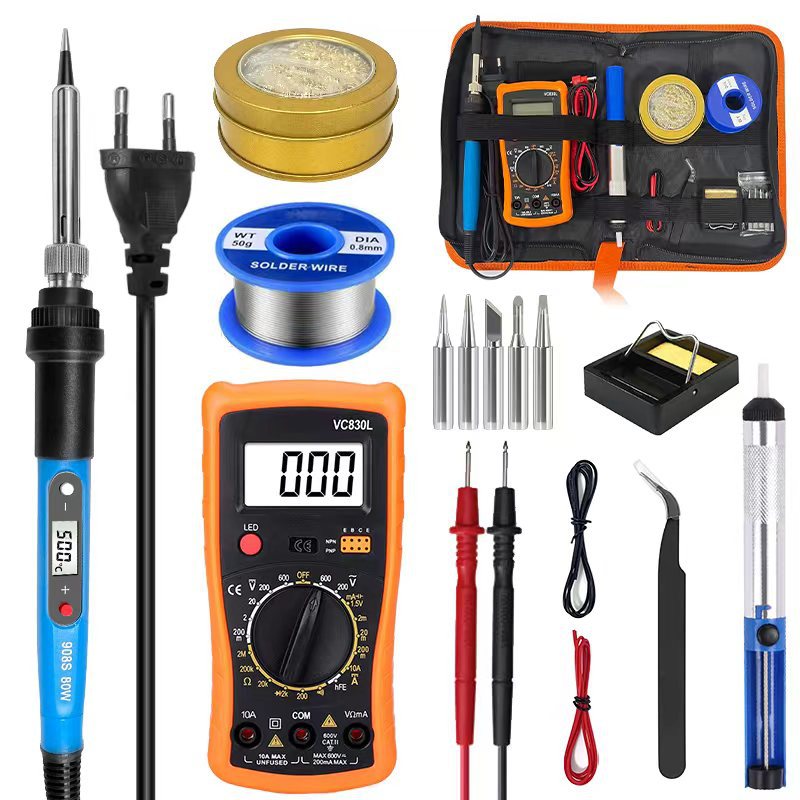 80W internal thermal digital display electric soldering iron adjustable temperature 908S multimeter combination set maintenance tool electric welding pen soldering iron