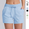 New solid color drawstring pocket yoga training tight yoga shorts high elasticity sports running fitness capri pants for women