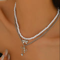 Sweater chain long wholesale european and american cross-border autumn and winter bow pendant stacking simple accessible luxury niche pearl necklace