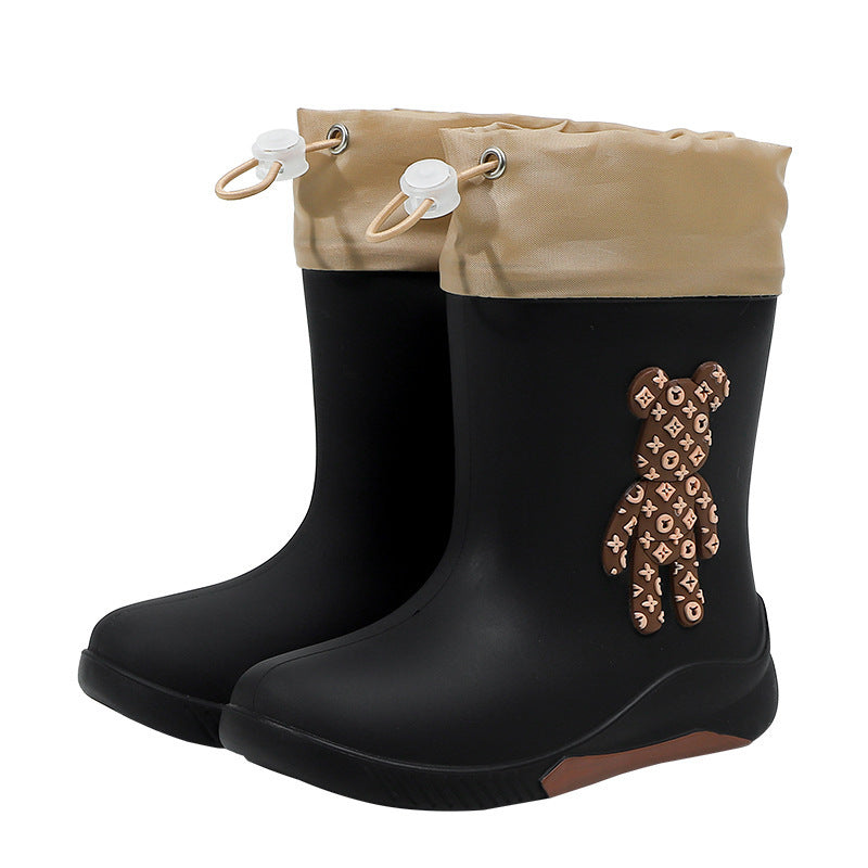 2024 new children's bear rain boots, unisex kids' rain boots, non-slip waterproof baby cartoon student water shoes wholesale