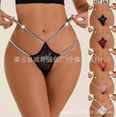 European and american style thin strap sexy panties - multiple sizes & colors, lace cutout, low-rise thong with tie closure, lingerie, sexy thongs