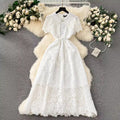 French chic evening gown:  early spring new arrival - designer button-down, slim-fit, long lace dress for women