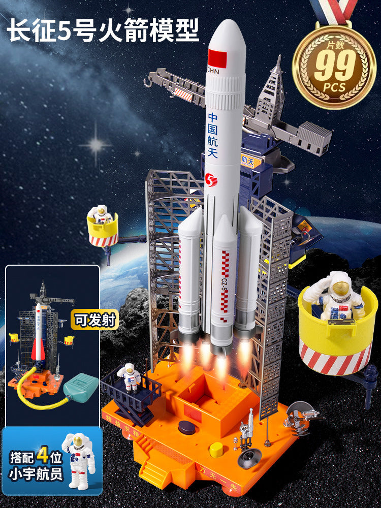 Kids rocket space shuttle toy long march 5 tiangong space station spaceship lunar rover assemble model