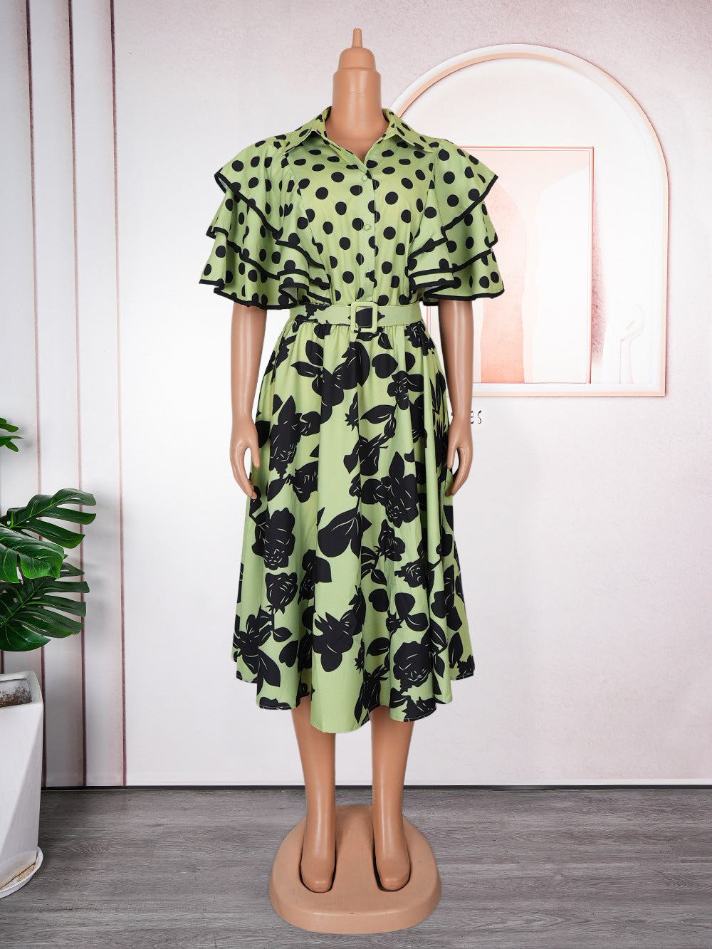 Amazon fashionexport cross-border printed shirt plus size dress women's new a-line skirt africa