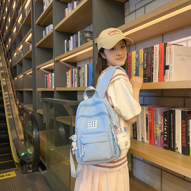 Backpack Simple Women's Leisure Large Capacity Travel Backpack Female Junior High School Student High School Student School Bag Male