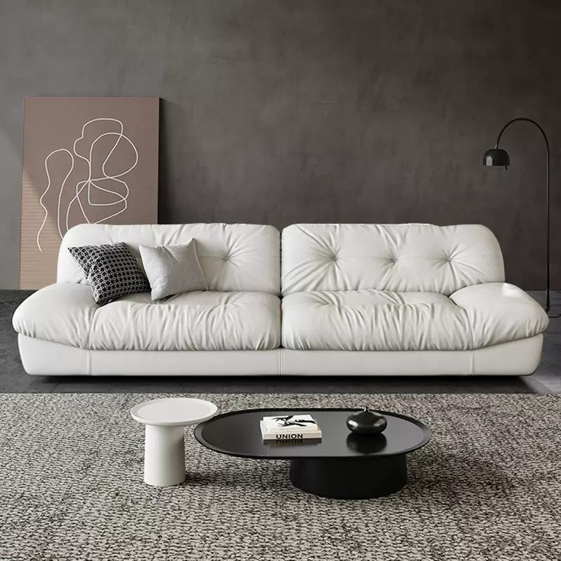 Italian minimalist living room genuine leather sofa designer straight row small apartment cream style lazy cloud sofa